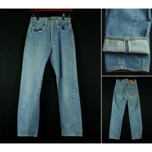 26.5 x 27.5 Levi's 501 #6 Selvedge Redline Blue Denim Jeans Vintage 60s70s